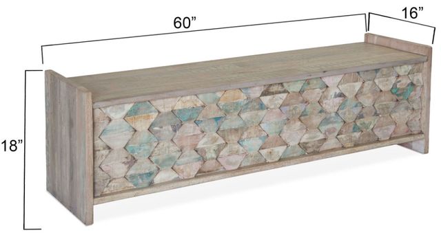 Home Trends & Design Ibiza Vintage Teal Storage Bench-3