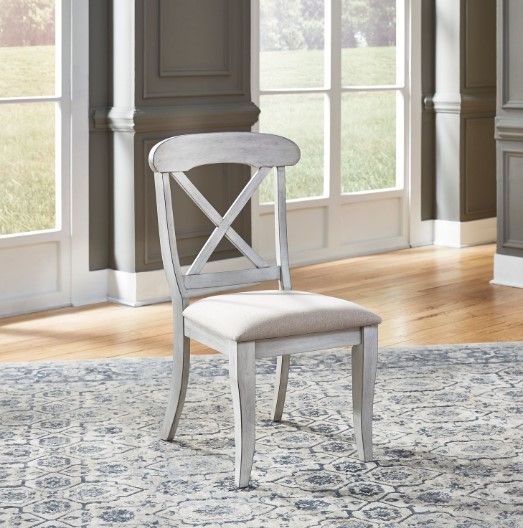 Liberty Furniture Ocean Isle Antique White/Gray Upholstered X-Back Side Chair-1