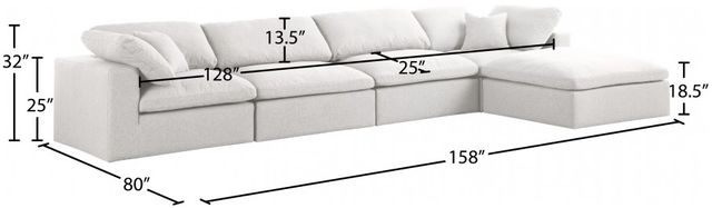 Meridian Furniture Serene 5-Piece Cream 158" Modular Sectional-2