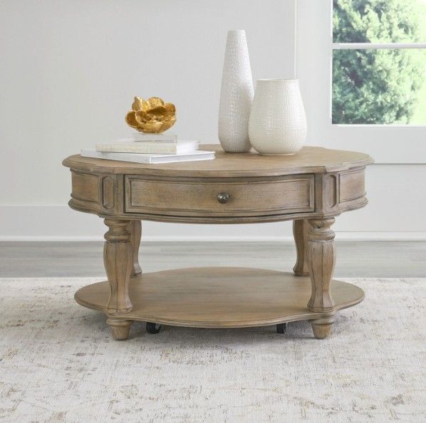 Liberty Furniture Magnolia Manor Weathered Bisque Round Cocktail Table-1