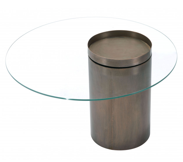 Zuo® Emi Glass Top Coffee Table with Antique Gold Base-1