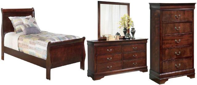 Signature Design by Ashley® Alisdair 4-Piece Dark Brown Twin Sleigh Bed Set-0