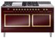 Ilve® Nostalgie II Noblesse 60'' Burgundy Pro Style Dual Fuel Range with Brass Trim-0