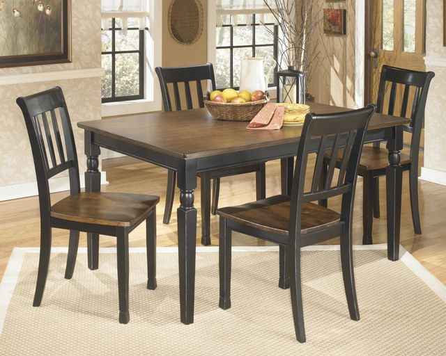 Signature Design by Ashley® Owingsville 5-Piece Black/Brown Rectangular Dining Room Set-0
