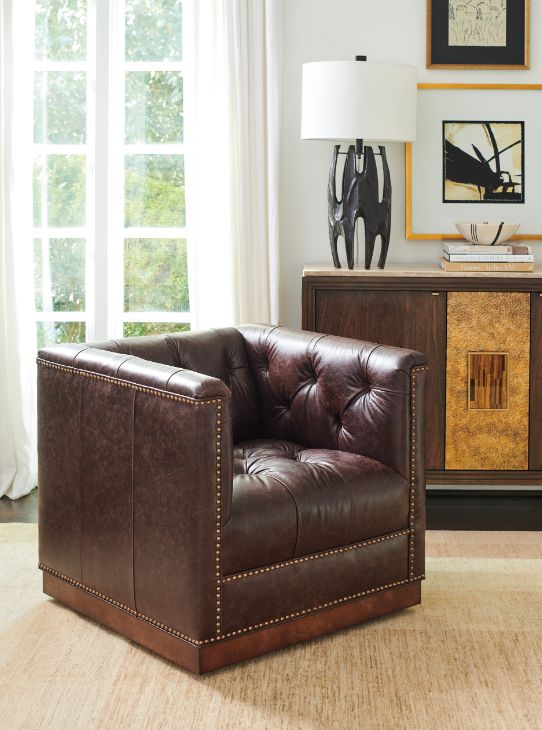 Lexington Home Customizable Silverado Umbria Leather Swivel Chair-1