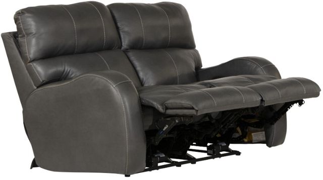 Catnapper® Angelo Gunmetal Leather Power Lay Flat Reclining Loveseat with Power Adjustable Headrest-2
