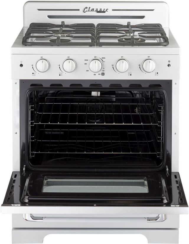 Unique® Appliances Classic Retro 30" Marshmallow White Freestanding Gas Range-1