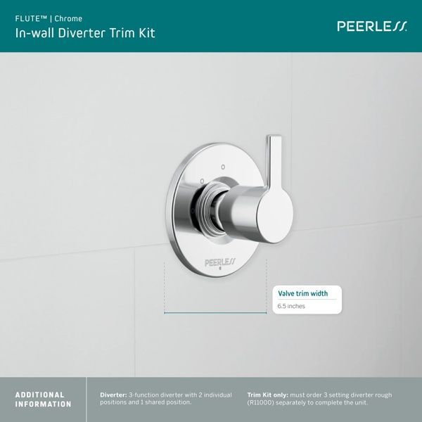 Peerless Flute™ Chrome In-wall Diverter Trim-1