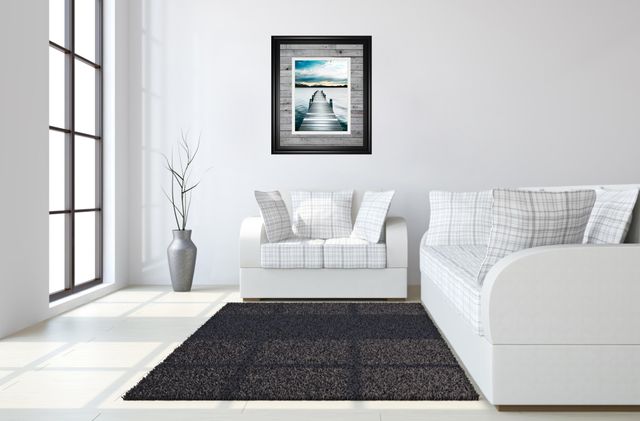 Classy Art “Jetty” By Interfoto – Danita Delimont Blue 34 in. x 40 in. Framed Print Wall Art-3