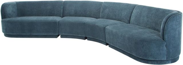 Moe's Home Collection Yoon Eclipse 4-Piece Nightshade Blue Left-Arm Facing Modular Sectional and Chaise-1