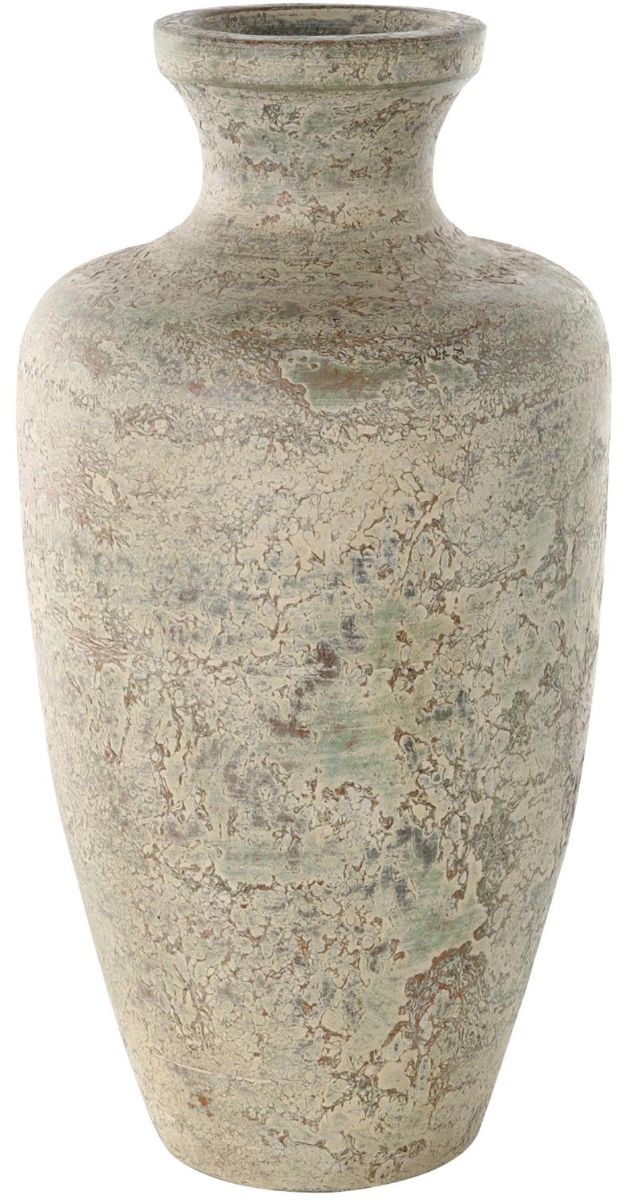 Deco Marche Brown 20” Antique Style Textured Vase with Green Accents-2