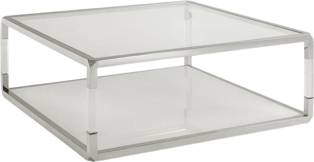 Modus Furniture Jasper Glass Top Square Coffee Table with Stainless Steel Base-0