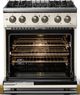 Viking® 5 Series 30" Pure White Pro Style Dual Fuel (NG) Range with Brushed Brass Trim-1