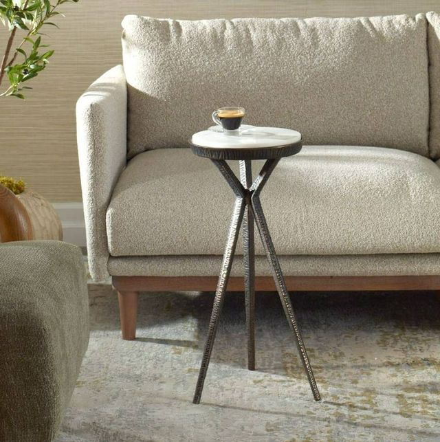 Uttermost® Tilton White Marble Top Accent Table with Dark Bronze Base-1