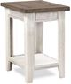 aspenhome® Eastport Drifted White Chairside Table with Brown Top -0