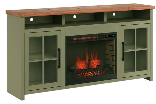 Legends Home Vineyard Fruitwood/Sage Green 74" Fireplace Console-0