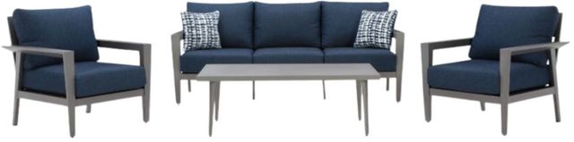 Signature Design by Ashley® Gali 4-Piece Blue/Gray Aluminum/Fabric Outdoor Conversation Set-1