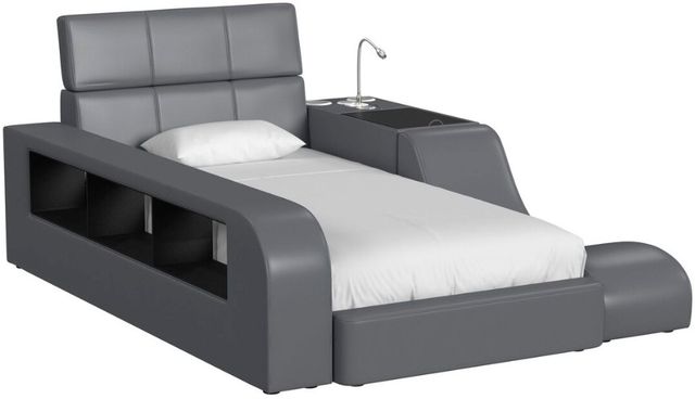 Elements International Valari Gray Youth Twin Transformer Panel Storage Bed-0