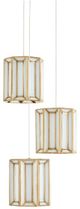 Currey & Company Daze Multi-Drop Antique Brass/Painted Silver/White Pendant Lighting-1