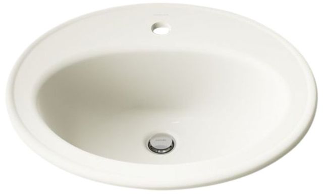 Kohler Pennington® Biscuit 20.25" Single Faucet Hole Oval Drop-In Bathroom Sink-4