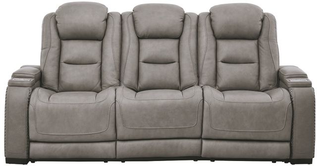 Signature Design by Ashley® The Man-Den Gray Power Reclining Sofa with Adjustable Headrest-1