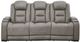 Signature Design by Ashley® The Man-Den Gray Power Reclining Sofa with Adjustable Headrest-1