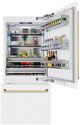 ZLINE Autograph Edition 36" 19.8 Cu. Ft. White Matte Built-In Bottom Freezer Refrigerator with Water Dispenser, Ice Maker, and Polished Gold Accents-4