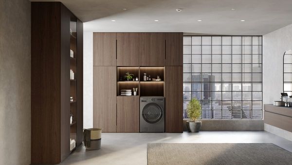 LG Steel Washer Dryer Combo LG 5.0 Cu. Ft. Black Steel Washer Dryer Combo