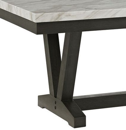 Elements International Everdeen White Dining Table with Charcoal Base-2