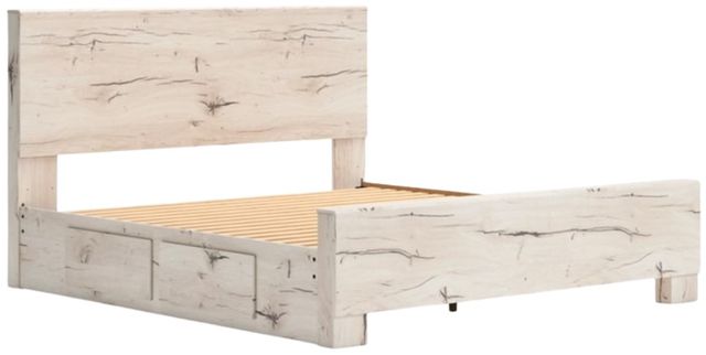 Benchcraft® Lawroy Light Natural King Panel Bed with 2-Drawer Storage-2