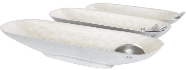 Deco Marche 3-Piece White Oval Decorative Bowl Set-2