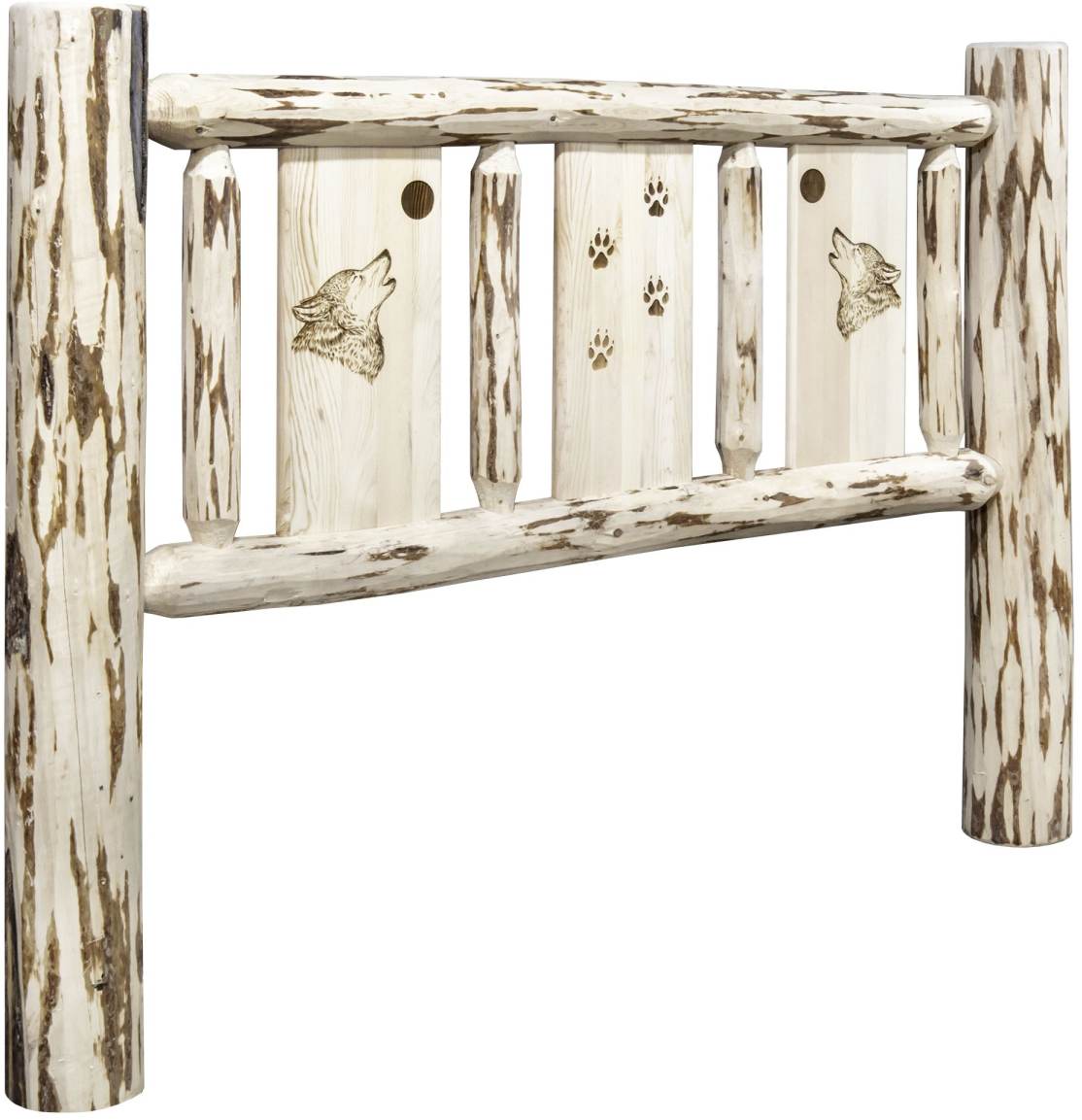 Montana Woodworks® Montana Collection Clear Lacquer Full Youth Headboard with Laser Engraved Wolf Design