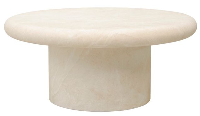 Sunset West Bazaar Travertino Hydro Dipped Beige Glass Fiber Reinforced Concrete Outdoor Coffee Table-0