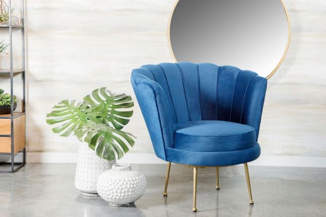 Coaster® Blue Channeled Tufted Barrel Accent Chair-3