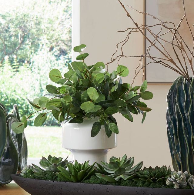 Uttermost® Essence Eucalyptus Gloss White/Green Accent and Vase-1