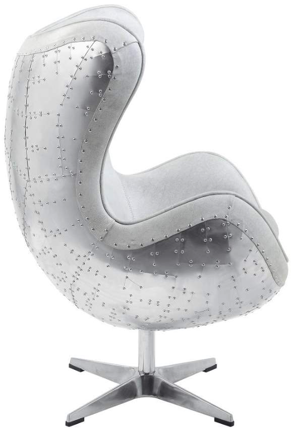 ACME Furniture Brancaster Aluminum/Vintage White Leather Swivel