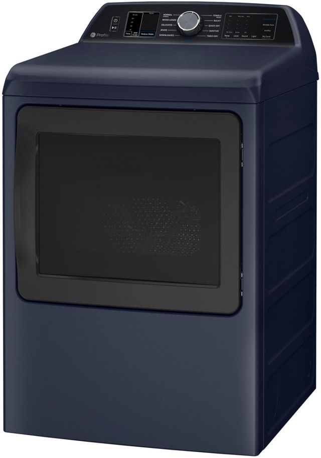 GE Profile™ 7.3 Cu. Ft. Sapphire Blue Front Load Gas Dryer with Steam and Washer Link-4