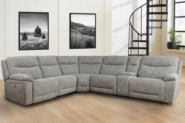 Parker House® Playful 6-Piece Weave Grey Modular Power Reclining Sectional-1