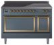Ilve® Nostalgie II Noblesse 48'' Blue Gray Pro Style Induction Range with Brass Trim-0