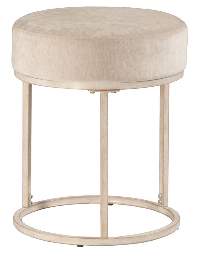 HH2 Home Swanson Bone White/Distressed White Metal Vanity Stool-2