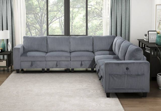 Homelegance® Walterboro 7-Piece Dark Gray Modular Sectional with Storage and Reclining Back Rest-1