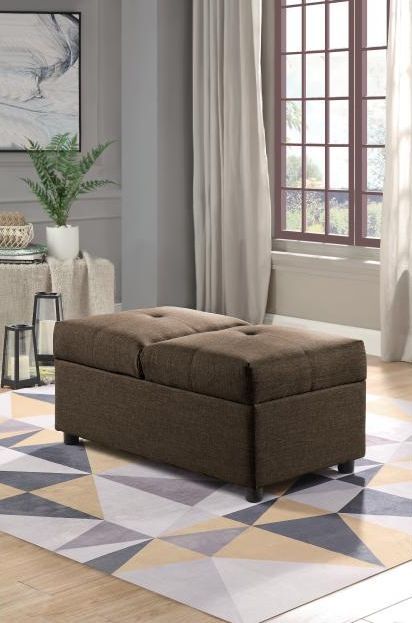 Mazin Furniture Denby Brown Fabric Storage Ottoman/Chair-2