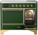 Ilve® Majestic III 40" Emerald Green Pro Style Induction Range with Solid Door and Brass Trim-4