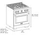 ZLINE Autograph Edition Paramount 30" 4.2 Cu. Ft. Satin Stainless Steel Gas Range with 4 Burner DuoPro™ Cooktop and Convection Gas Oven with White Matte Door and Champagne Bronze Accents-1