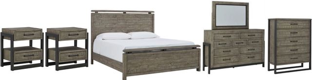 Signature Design by Ashley® Brennagan 6-Piece Gray King Panel Bed Set-0