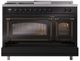Ilve® Nostalgie II Noblesse 48'' Glossy Black Pro Style Dual Fuel Range with Burnished Trim-3