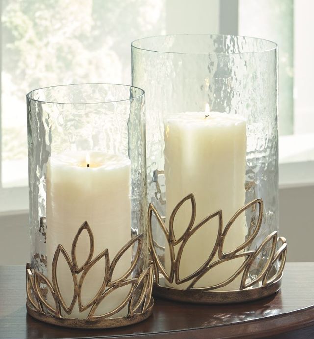 Signature Design by Ashley® Pascal 2-Piece Antique Gold Candle Holder Set-1