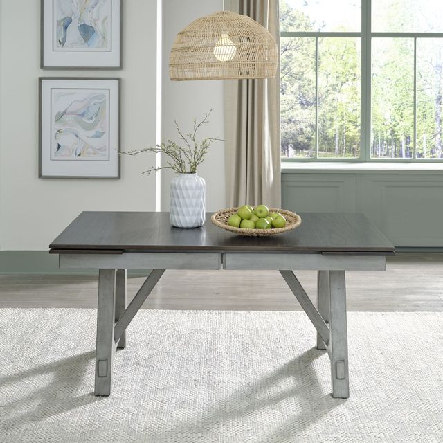 Liberty Furniture Newport Carbon Gray Trestle Dining Table with Smokey Gray Base-1