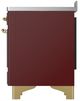 Ilve® Majestic III 48" Burgundy Pro Style Induction Range with Solid Door and Brass Trim-4
