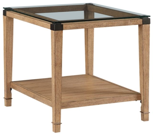 Homelegance® Riverton Glass Top End Table with Brown Base-0